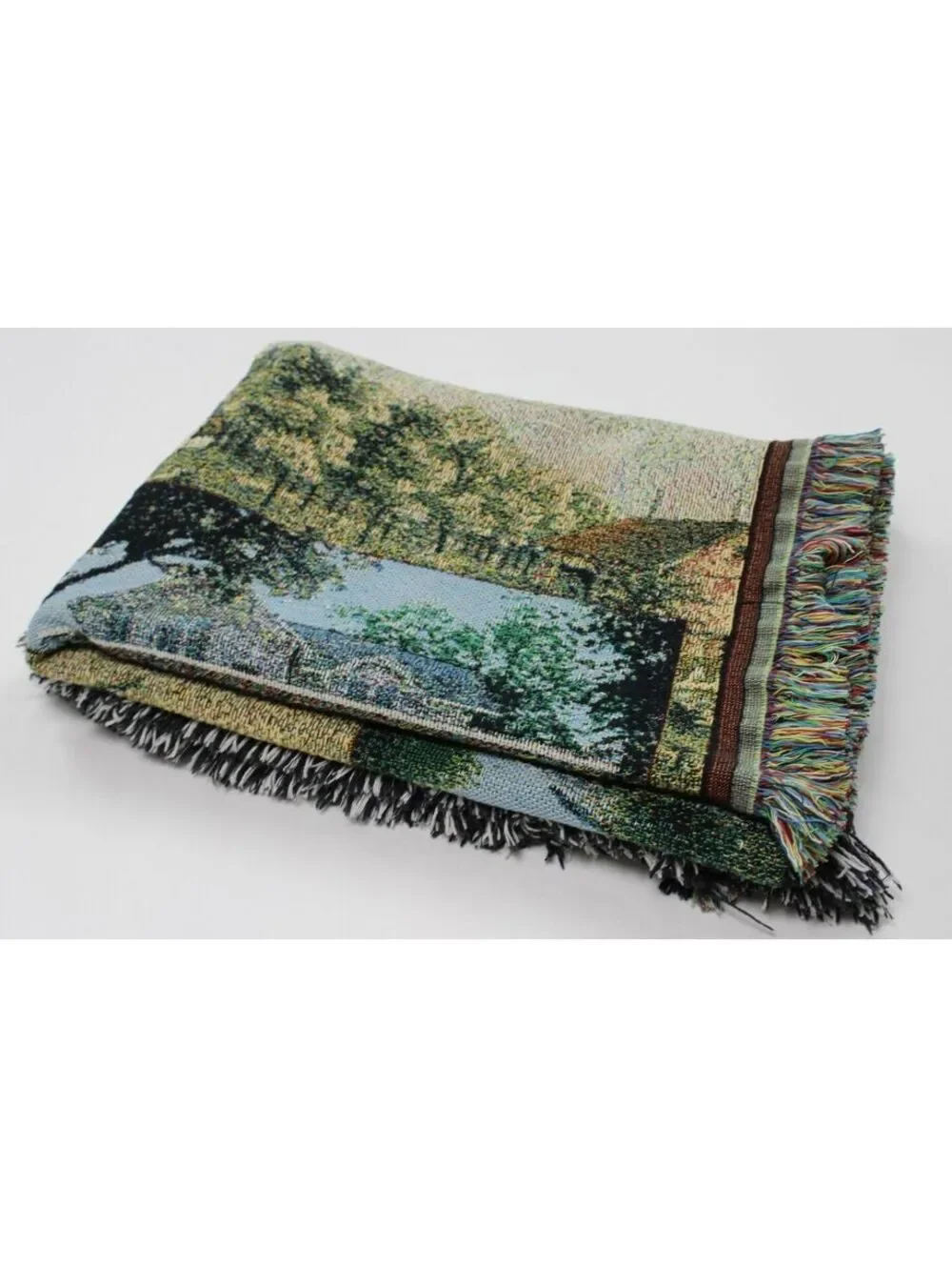 Vintage Iowa State Fair Throw Blanket Mill Street Design 100% Cotton Woven USA